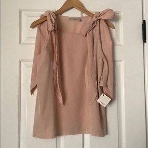 NWT Blush pink tie cold shoulder blouse